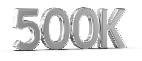 500k Followers Silver Number 3D Render