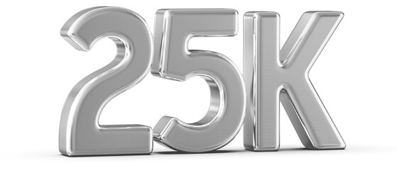 25k Followers Silver Number 3D Render