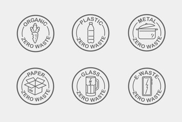 Set of emblems for sorting garbage, zero waste design