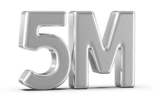 5M Followers Silver Number 3D Render