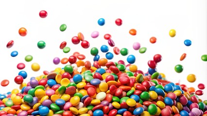 Fototapeta premium colorful candies falling isolated on white background