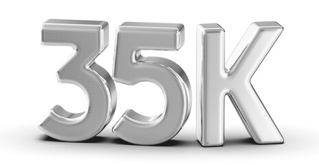 35k Followers Silver Number 3D Render