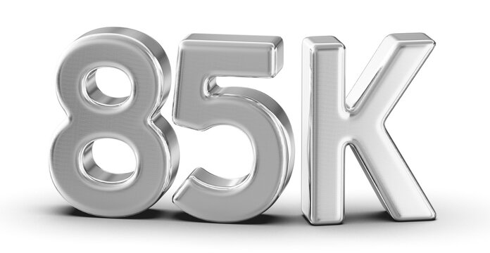 85k Followers Silver Number 3D Render