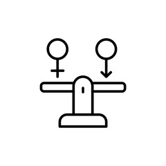 Gender equality outline icons, minimalist vector illustration ,simple transparent graphic element .Isolated on white background