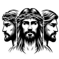 black and white jesus christ portrait vector graphics