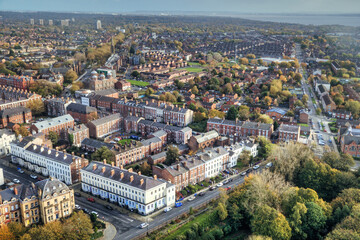 Aerial View of a City with Urban Housing (Liverpool, UK.)