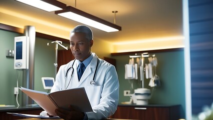 doctor looking at x ray in hospital