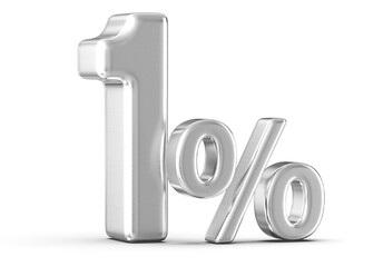 1 Percent Off Sale Silver Number 3D