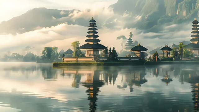 pura ulun danu bratan temple in Bali, indonesia