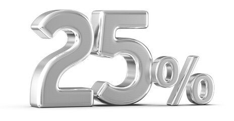 25 Percent Off Sale Silver Number 3D