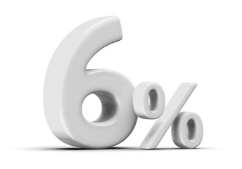 6 Percent Off Sale Silver Number 3D