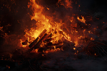 the bonfire was the color of blood red flames