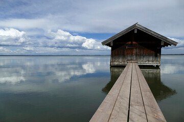 Panorama of lake Chiemsee in Bavaria, Germany