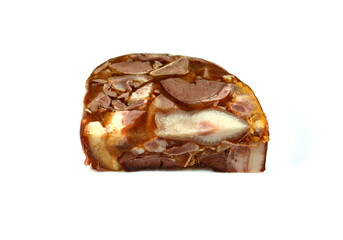 Scrapple isolated on white background. Pennsylvania dutch scrapple. Pork offal.