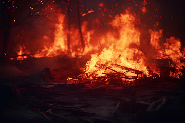 the bonfire was the color of blood red flames