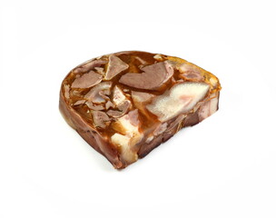 Scrapple isolated on white background. Pennsylvania dutch scrapple. Pork offal.