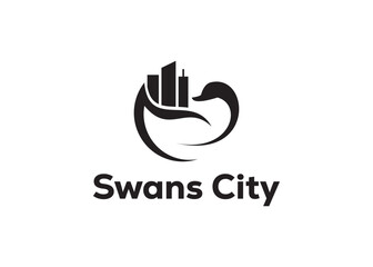 Swan and city creative logo design
