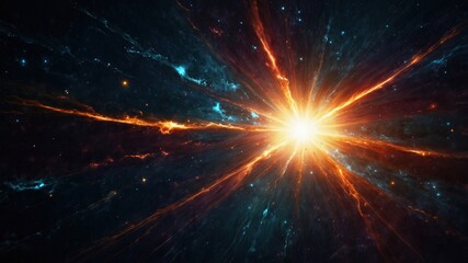 Fototapeta premium A radiant supernova explosion in deep space, showcasing brilliant bursts of light and energy against a dark cosmic backdrop. 