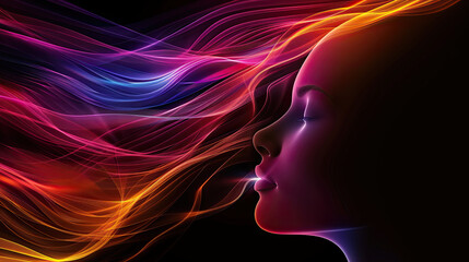 Obraz premium Abstract Enlightened Geometry Woman: Artistic Representation of Spiritual Enlightenment and Sacred Geometry