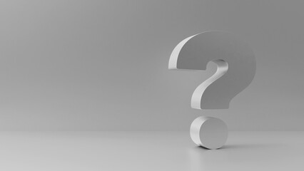 Question mark front of a white background. Faq problem solution symbol concept.