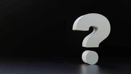 Question mark front of a black background. Faq problem solution symbol concept.