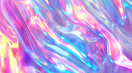 Obraz premium Abstract iridescent neon holographic twisted wake in motion. Vibrant colorful gradient design element for banner, background