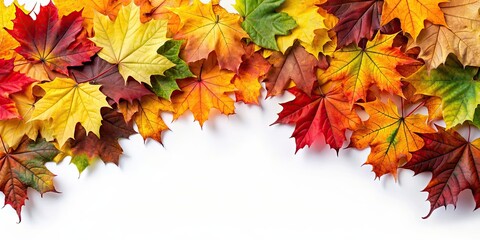 Colorful autumn leaves isolated on white background, Autumn, leaves, fall, foliage, colorful, vibrant, seasonal, nature