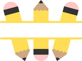 School Pencil Split Border Graphic 