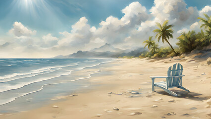 a cheerful, sunny day on an empty beach