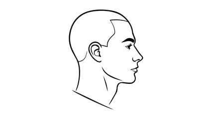 silhouette of a person from side, guy profile picture outline