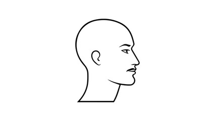 outline of a person with mustache profile picture, vector illustration of person outline