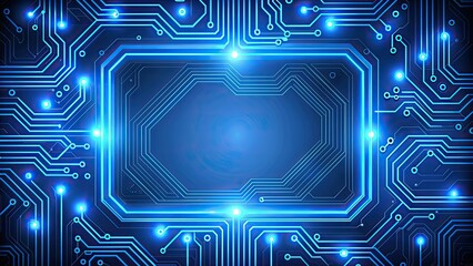 Abstract blue neon circuit background , technology, abstract, neon, circuit, blue, digital, futuristic, glow, electric