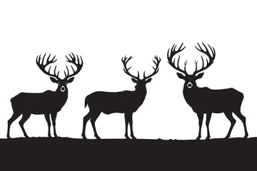 Obraz premium Vector illustration of deer animal silhouette with antlers