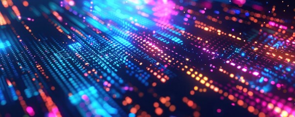 High-resolution abstract texture background featuring a digital glitch effect in neon hues