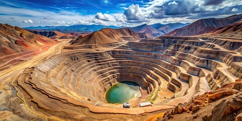 Aerial view of an open-pit copper mine in Peru, mining, minerals, excavation, industry, minerals, natural resources