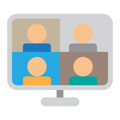 Video Conferencing Vector Flat Icon Design