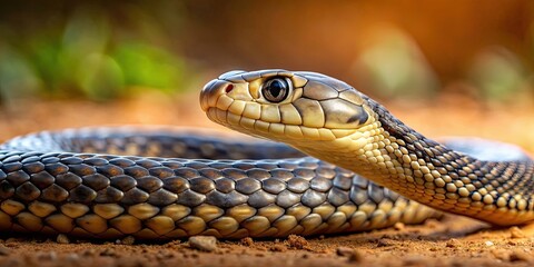 Obraz premium Close up of a Brazilian False Water Cobra slithering on the ground, Brazilian, False Water Cobra, snake, reptile