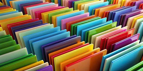 Obraz premium Abstract background of colorful folders in rendering, folders, files, organization, data, storage, abstract, background