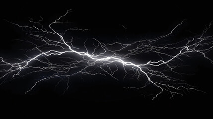 The Power and beauty of lightning strikes, on a Black background.