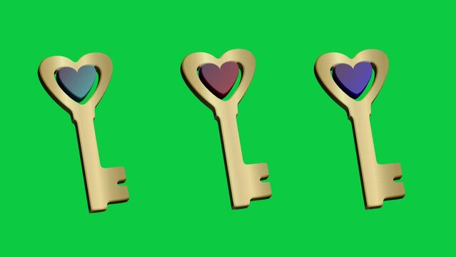 3D Key Gaming Equipment Unlock. Fantasy Game to Open Door Next Level