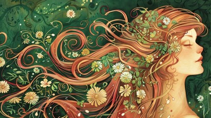 Woman with Flowers in Hair