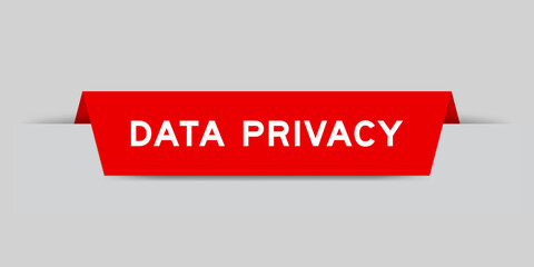 Red color inserted label with word data privacy on gray background