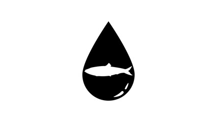 Fototapeta premium fish oil emblem, black isolated silhouette
