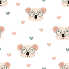 Retro seamless pattern in cartoon flat style. Retro animal pattern. Groovy baby digital paper. Hand drawn vector pattern	
