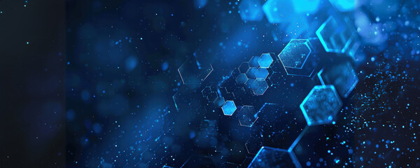 Abstract blue hexagon pattern with glowing lights