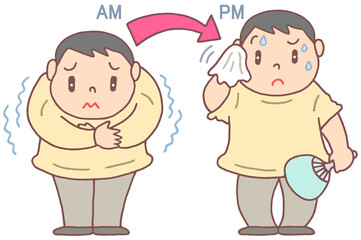 病気・疾病のイラスト - 寒暖差疲労・気温変化・自律神経失調症・体調不良