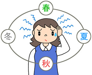 病気・疾病のイラスト - 季節性感情障害・季節病・季節の変わり目