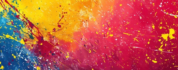 High-definition abstract texture background with a splattered paint effect and vivid primary colors