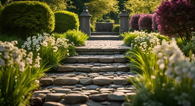 Stone path in a garden.