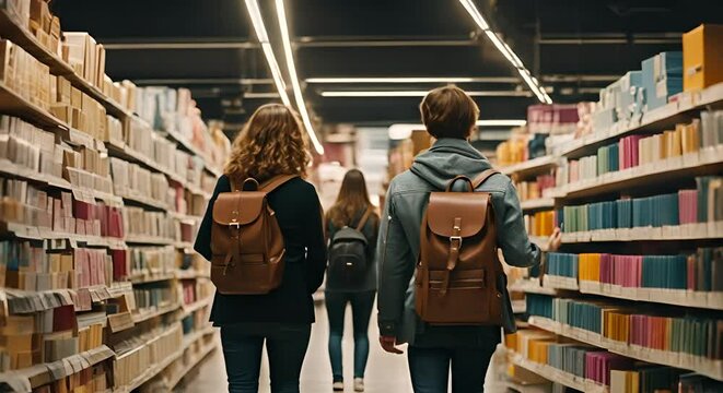 Students in a stationery store.